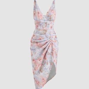 Cider Floral Print Draped Dress